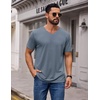 COOFANDY Mens T Shirts Short Sleeve V Neck T-Shirt Casual Plain Basic Tee(Hazy Blue)