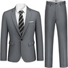 COOFANDY Men’s 2 Piece Suits Classic Fit One Button Suits Tuxedo Jacket(Dark Grey)