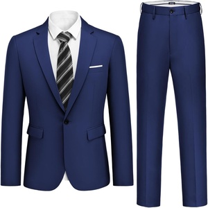 COOFANDY Men’s 2 Piece Suits Classic Fit One Button Suits Tuxedo Jacket(Navy Blue)