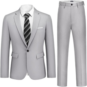 COOFANDY Men’s 2 Piece Suits Classic Fit One Button Suits Tuxedo Jacket(Silver)