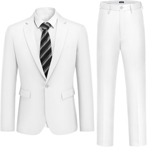 COOFANDY Men’s 2 Piece Suits Classic Fit One Button Suits Tuxedo Jacket(White)