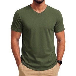 COOFANDY Mens T Shirts Short Sleeve V Neck T-Shirt Casual Plain Basic Tee(Army Green)