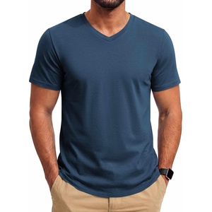COOFANDY Mens T Shirts Short Sleeve V Neck T-Shirt Casual Plain Basic Tee(Navy Blue)