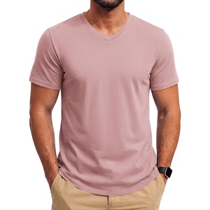 COOFANDY Mens T Shirts Short Sleeve V Neck T-Shirt Casual Plain Basic Tee(Pink)