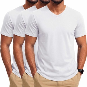 COOFANDY Mens T Shirts Short Sleeve V Neck T-Shirt Casual Plain Basic Tee(White (3-pack))