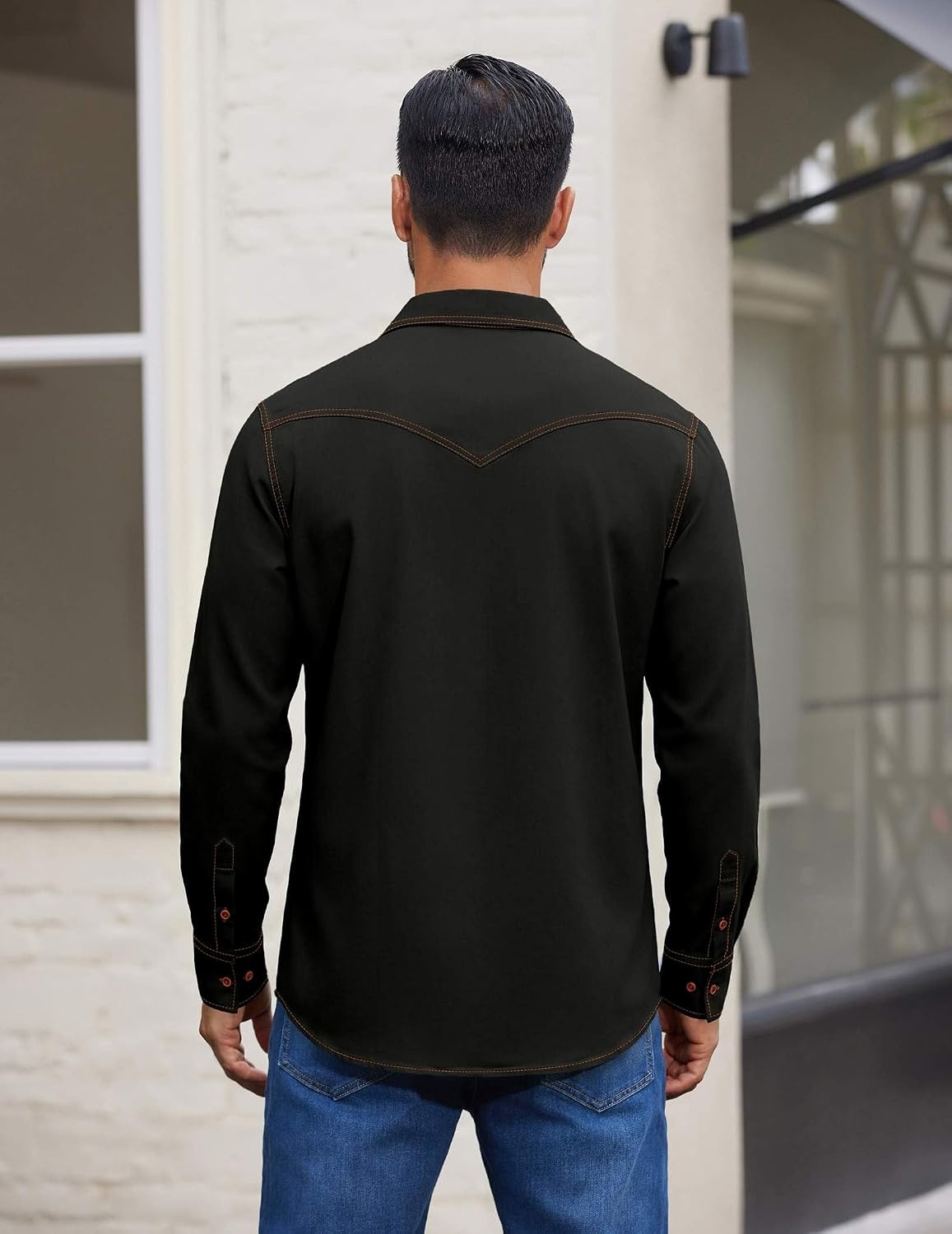 image:imageCOOFANDY Men Western Cowboy Shirt Casual Button Down Work Shirt with PocketBlack