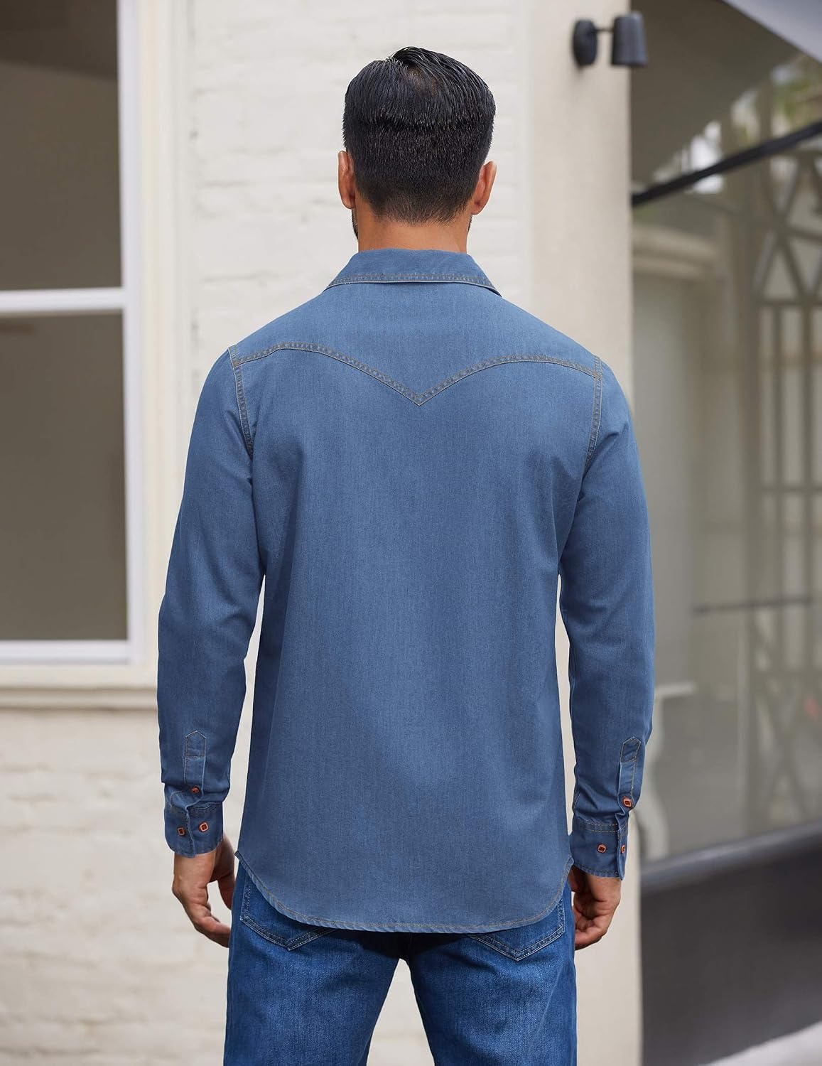 image:imageCOOFANDY Men Western Cowboy Shirt Casual Button Down Work Shirt with PocketBlue