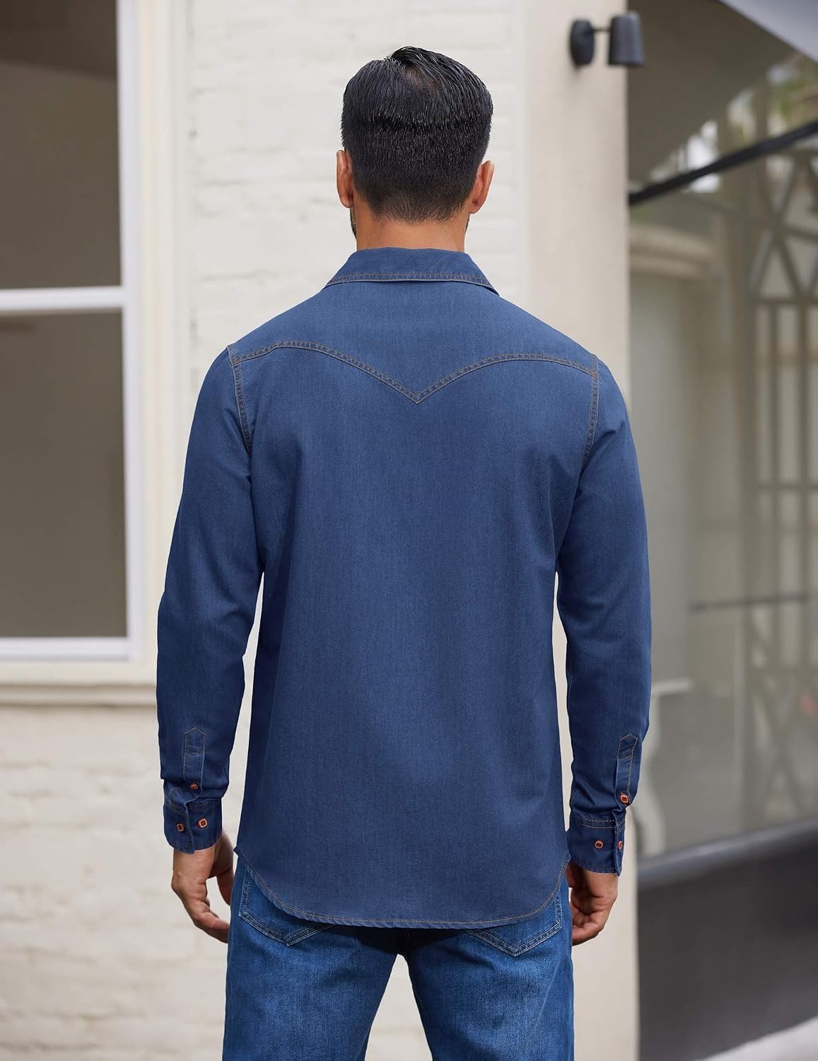 image:imageCOOFANDY Men Western Cowboy Shirt Casual Button Down Work Shirt with PocketDeep Blue