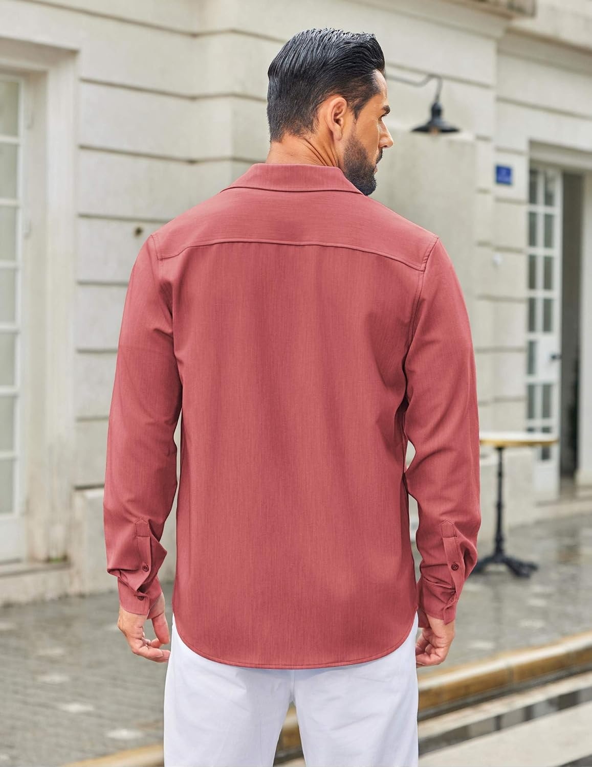 image:imageCOOFANDY Mens Casual Button Down Long Sleeve Untucked Denim Dress ShirtRed