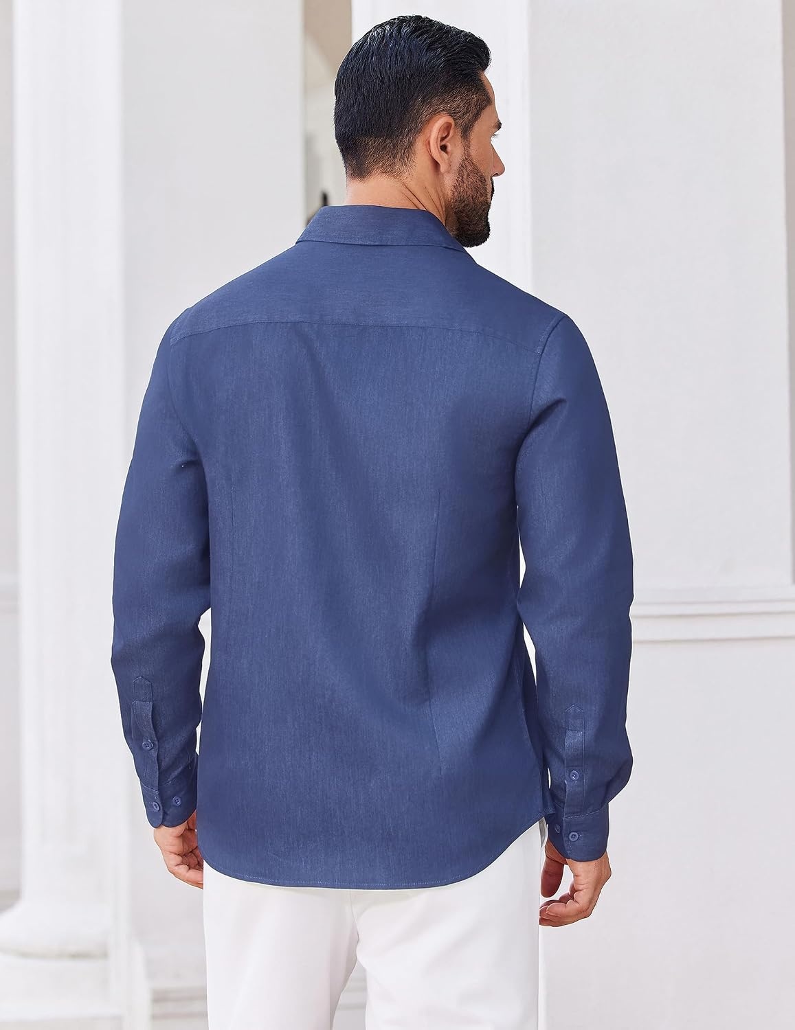 image:imageCOOFANDY Mens Casual Button Down Shirts Long Sleeve Vintage Denim ShirtSky Blue