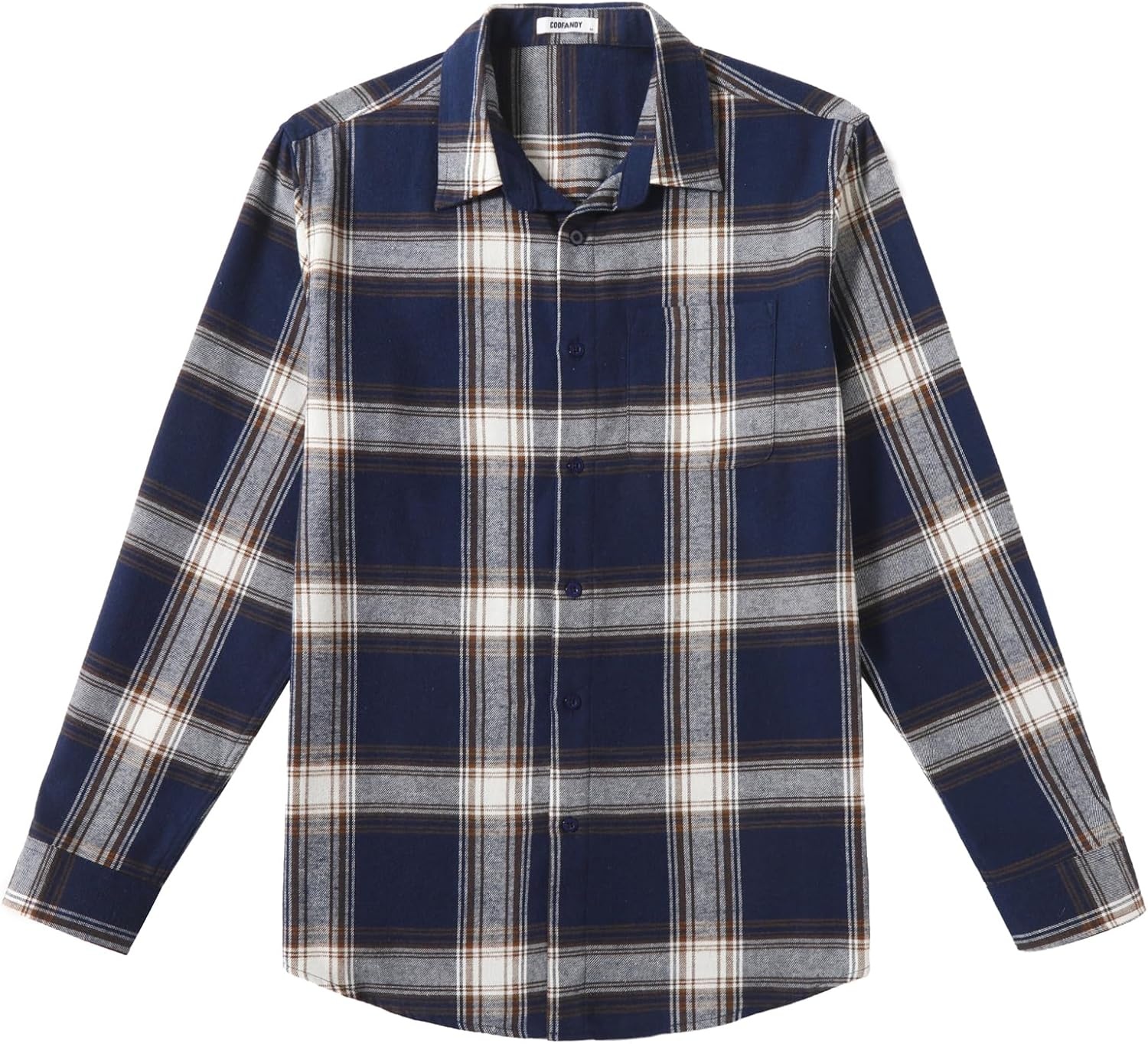 image:imageCOOFANDY Mens Lightweight Flannel Shirt Long Sleeve Plaid Shirt with PocketNavy Blue Khaki