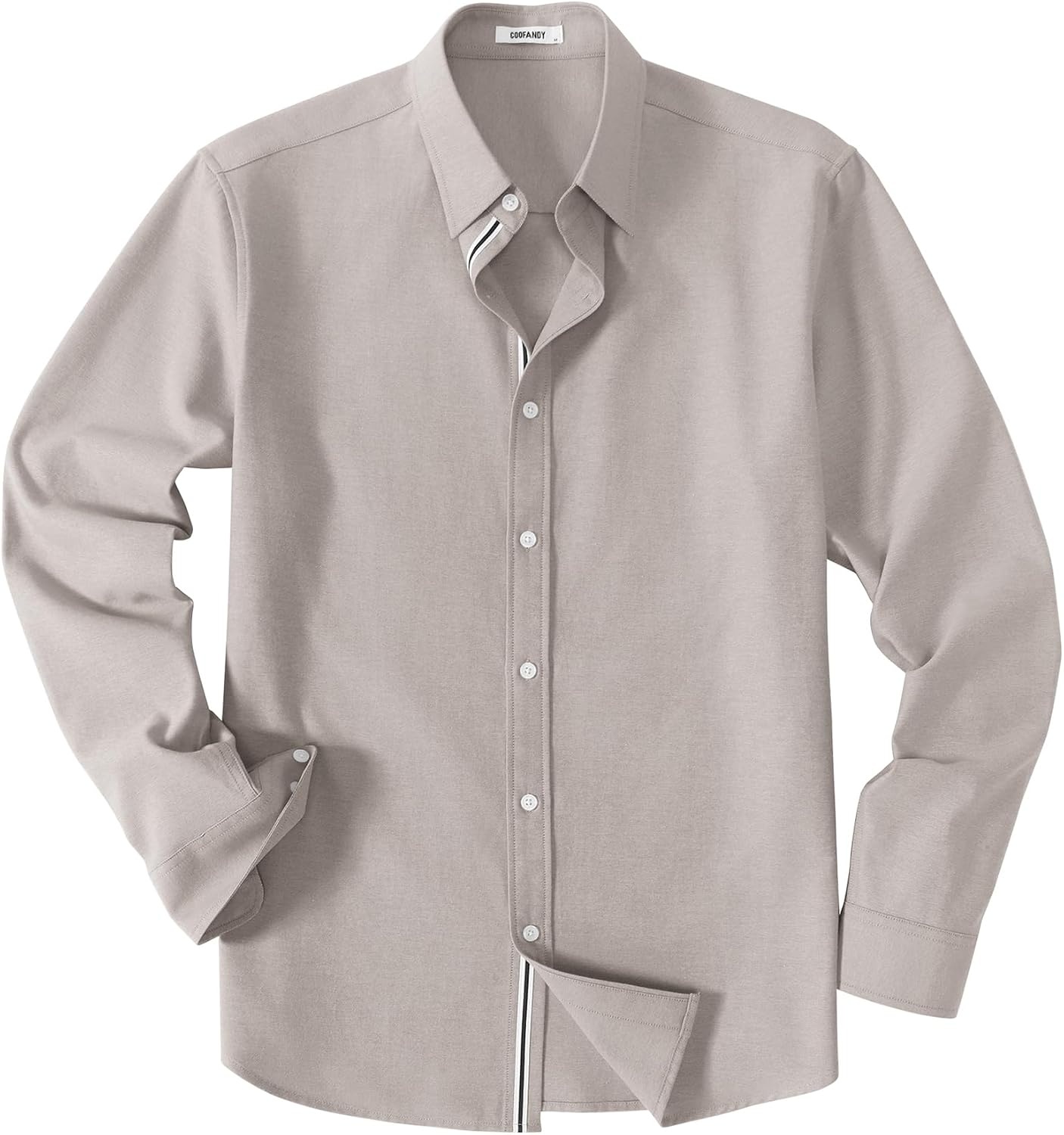 image:imageCOOFANDY Mens Oxford Shirt Long Sleeve Casual Button Down Dress ShirtKhaki