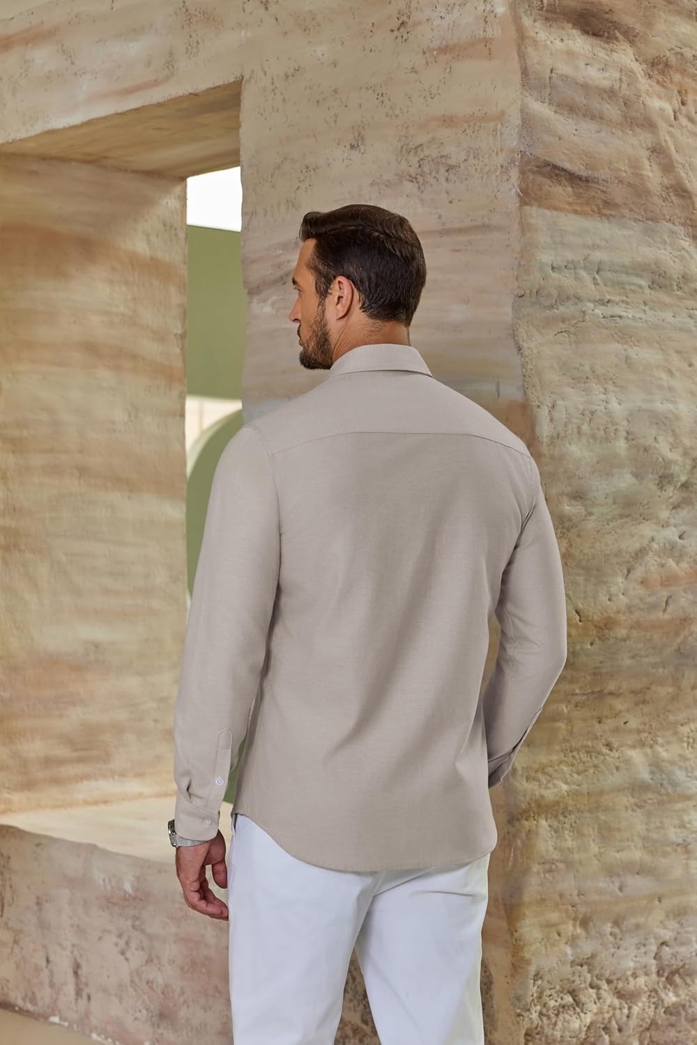 image:imageCOOFANDY Mens Oxford Shirt Long Sleeve Casual Button Down Dress ShirtKhaki