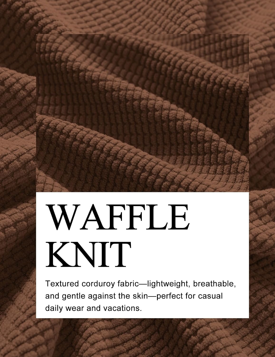 image:imageCOOFANDY Mens Waffle Button Down Shirt Casual Long Sleeve Corduroy ShirtsCaramel