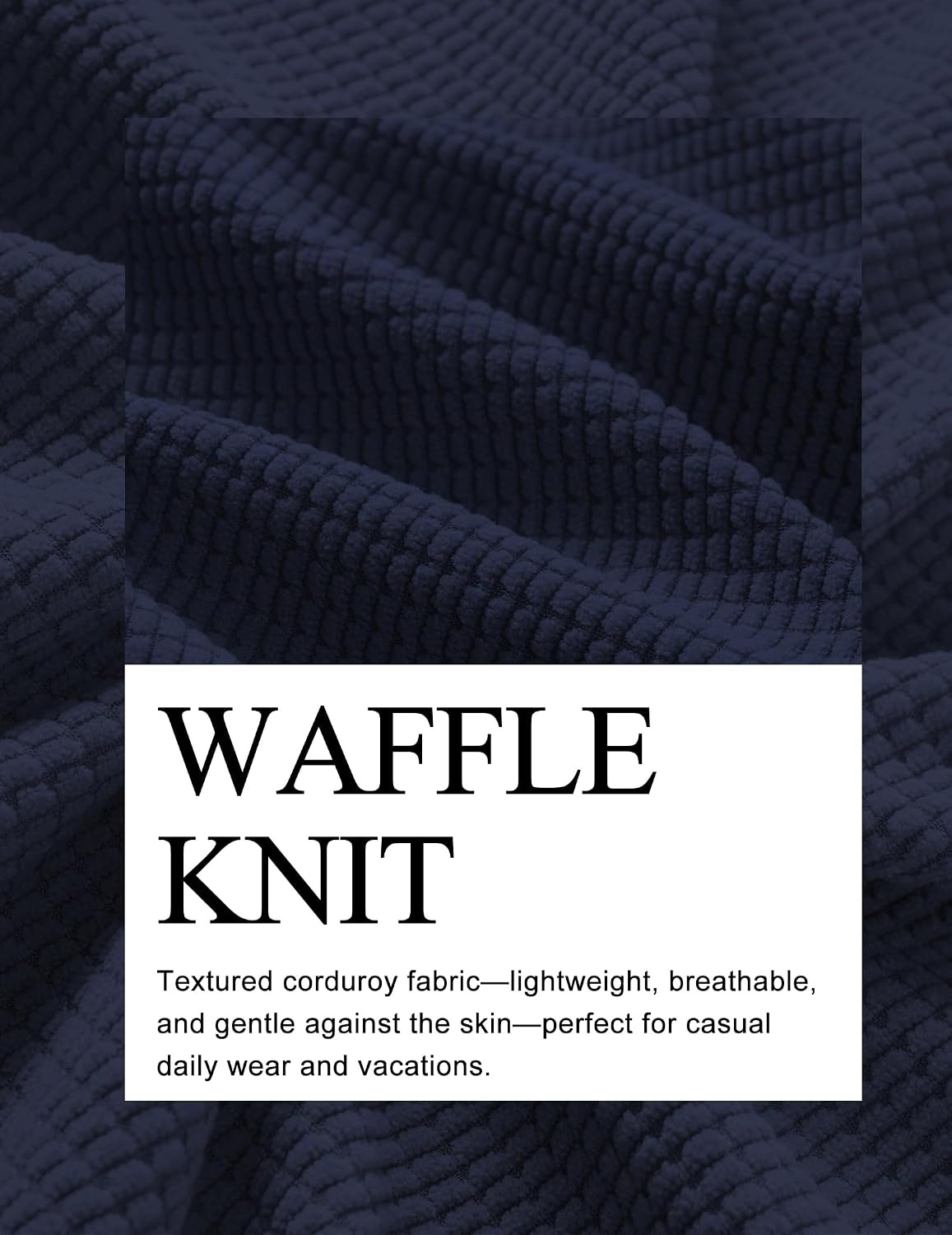 image:imageCOOFANDY Mens Waffle Button Down Shirt Casual Long Sleeve Corduroy ShirtsNavy Blue