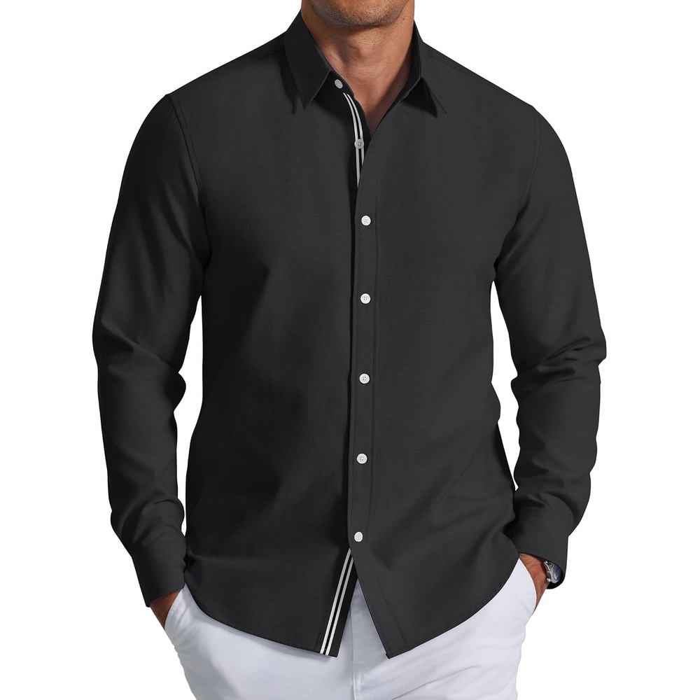 image:imageCOOFANDY Mens Oxford Shirt Long Sleeve Casual Button Down Dress ShirtBlack