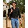 COOFANDY Men Western Cowboy Shirt Casual Button Down Work Shirt with Pocket(Black)