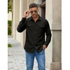 COOFANDY Men Western Cowboy Shirt Casual Button Down Work Shirt with Pocket(Black)