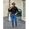 COOFANDY Men Western Cowboy Shirt Casual Button Down Work Shirt with Pocket(Black)