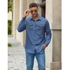 COOFANDY Men Western Cowboy Shirt Casual Button Down Work Shirt with Pocket(Blue)