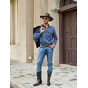 COOFANDY Men Western Cowboy Shirt Casual Button Down Work Shirt with Pocket(Blue)