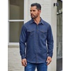 COOFANDY Men Western Cowboy Shirt Casual Button Down Work Shirt with Pocket(Deep Blue)