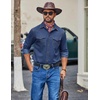 COOFANDY Men Western Cowboy Shirt Casual Button Down Work Shirt with Pocket(Deep Blue)