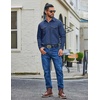 COOFANDY Men Western Cowboy Shirt Casual Button Down Work Shirt with Pocket(Deep Blue)
