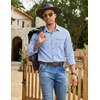 COOFANDY Men Western Cowboy Shirt Casual Button Down Work Shirt with Pocket(Light Blue)