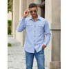 COOFANDY Men Western Cowboy Shirt Casual Button Down Work Shirt with Pocket(Light Blue)