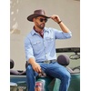 COOFANDY Men Western Cowboy Shirt Casual Button Down Work Shirt with Pocket(Light Blue)