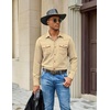 COOFANDY Men Western Cowboy Shirt Casual Button Down Work Shirt with Pocket(Light Khaki)