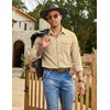COOFANDY Men Western Cowboy Shirt Casual Button Down Work Shirt with Pocket(Light Khaki)