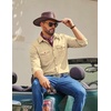 COOFANDY Men Western Cowboy Shirt Casual Button Down Work Shirt with Pocket(Light Khaki)
