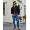COOFANDY Men Western Cowboy Shirt Casual Button Down Work Shirt with Pocket(Navy Blue)