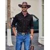 COOFANDY Men Western Cowboy Shirt Casual Button Down Work Shirt with Pocket(Navy Blue)