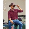 COOFANDY Men Western Cowboy Shirt Casual Button Down Work Shirt with Pocket(Wine Red)