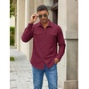 COOFANDY Men Western Cowboy Shirt Casual Button Down Work Shirt with Pocket(Wine Red)