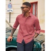 COOFANDY Men’s Casual Button Down Long Sleeve Untucked Denim Dress Shirt(Red)