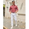COOFANDY Men’s Casual Button Down Long Sleeve Untucked Denim Dress Shirt(Red)