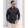 COOFANDY Mens Casual Button Down Shirts Long Sleeve Vintage Denim Shirt(Dark Grey-textured)