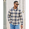COOFANDY Mens Lightweight Flannel Shirt Long Sleeve Plaid Shirt with Pocket(Khaki &Blue)