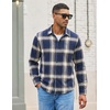 COOFANDY Mens Lightweight Flannel Shirt Long Sleeve Plaid Shirt with Pocket(Navy Blue & Khaki)