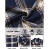COOFANDY Mens Lightweight Flannel Shirt Long Sleeve Plaid Shirt with Pocket(Navy Blue & Khaki)