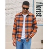 COOFANDY Mens Lightweight Flannel Shirt Long Sleeve Plaid Shirt with Pocket(Orange)