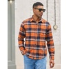 COOFANDY Mens Lightweight Flannel Shirt Long Sleeve Plaid Shirt with Pocket(Orange)
