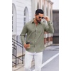 COOFANDY Men’s Oxford Shirt Long Sleeve Casual Button Down Dress Shirt(Army Green)