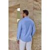 COOFANDY Men’s Oxford Shirt Long Sleeve Casual Button Down Dress Shirt(Blue)