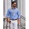 COOFANDY Men’s Oxford Shirt Long Sleeve Casual Button Down Dress Shirt(Blue)