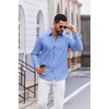 COOFANDY Men’s Oxford Shirt Long Sleeve Casual Button Down Dress Shirt(Blue)